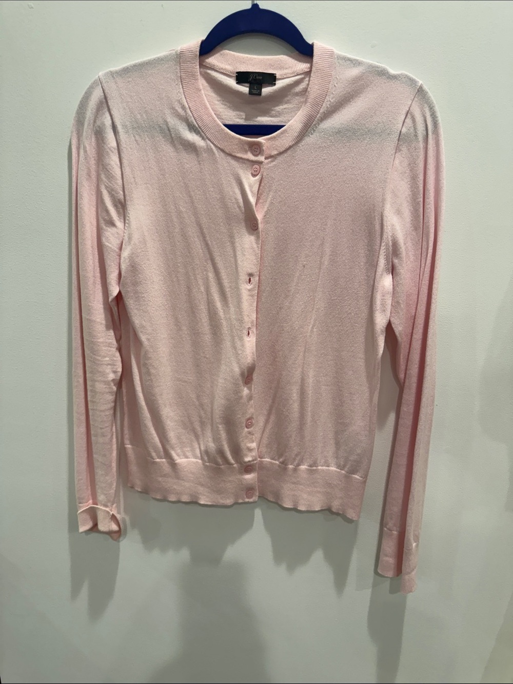 J. Crew Light Pink Button-Up Crewneck Cardigan